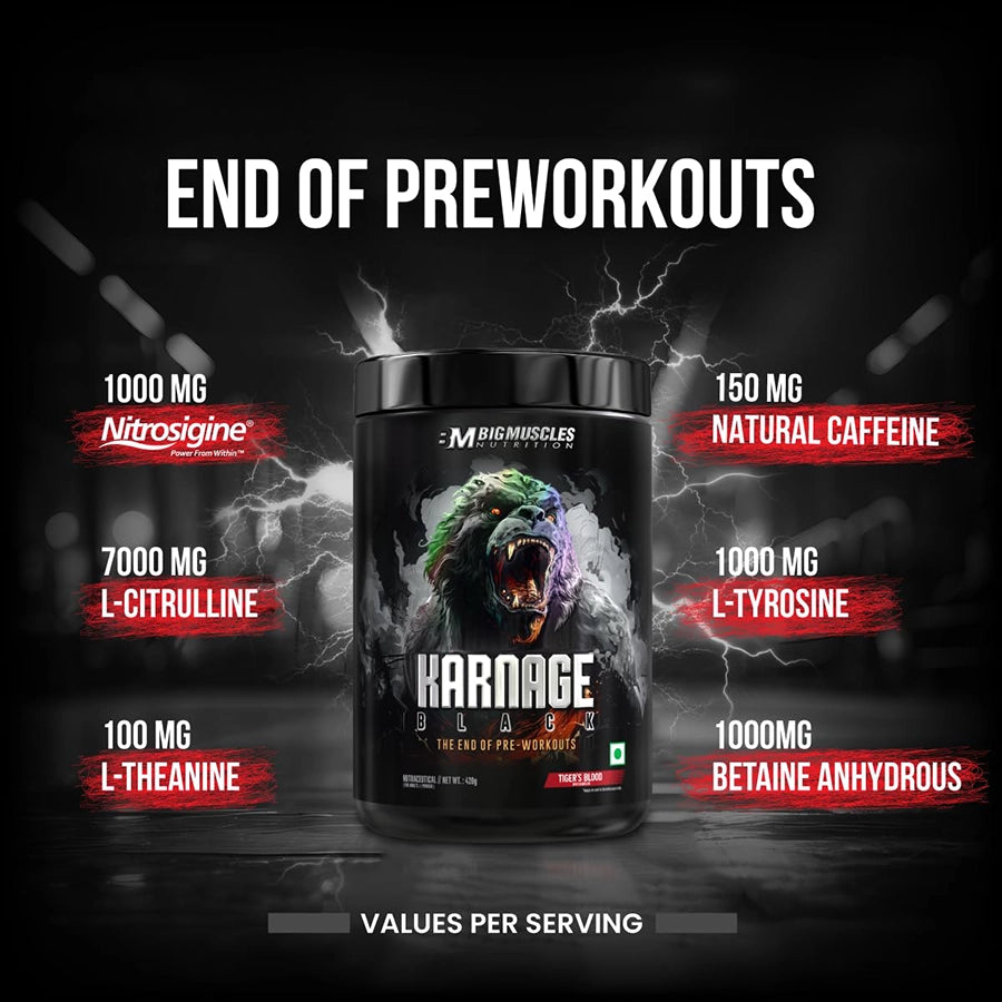 BigMuscles Karnage Black Preworkout, 420g