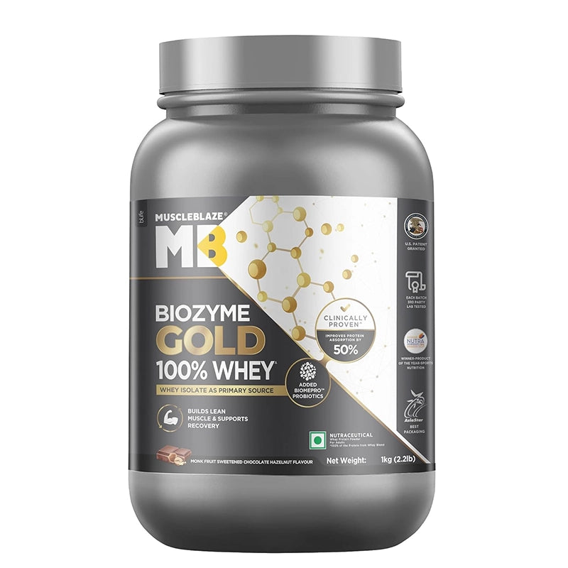 MuscleBlaze Biozyme GOLD 100% Whey, 1kg