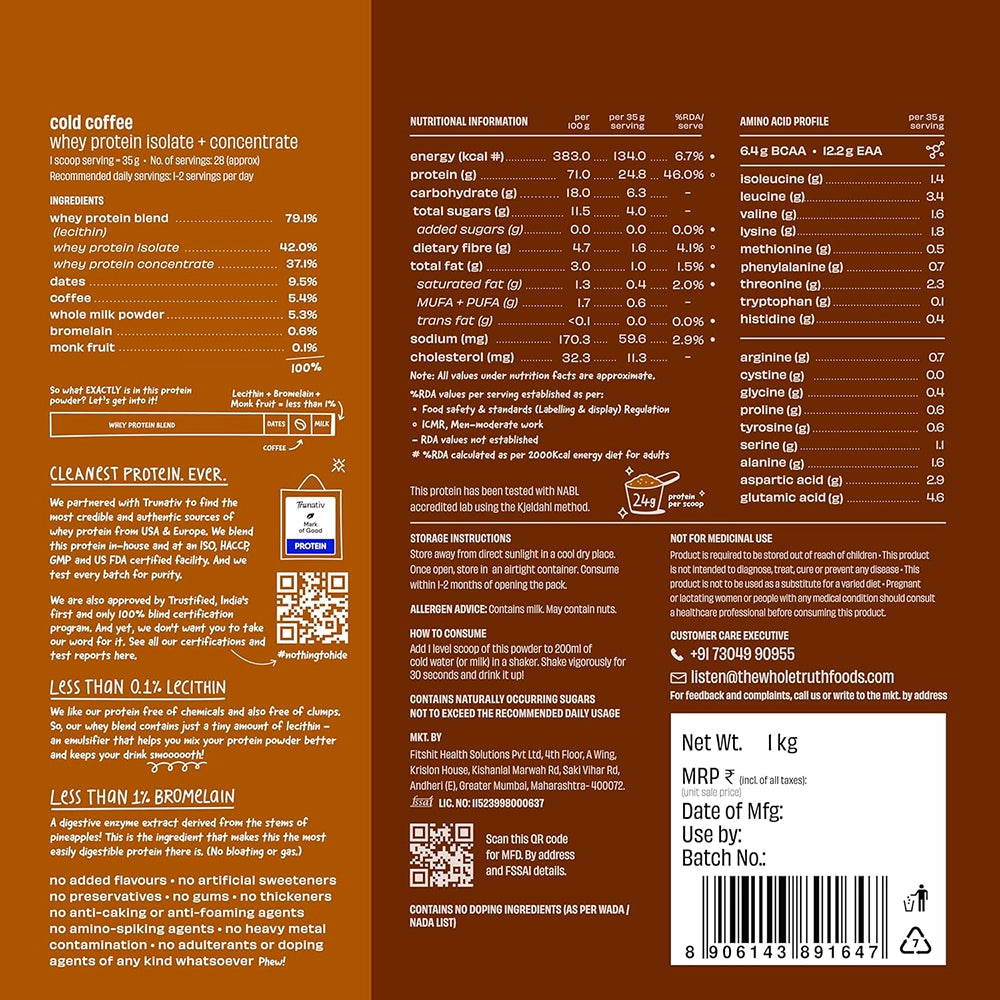 TheWholeTruth Whey Protein 24G, 1kg