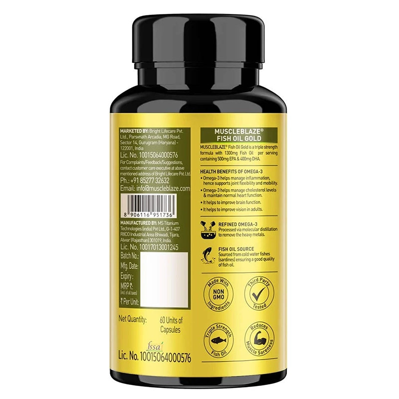MuscleBlaze Omega 3 Fish Oil Gold