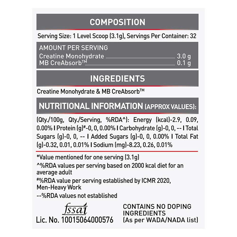 MuscleBlaze Creatine Monohydrate CreAMP, 100g