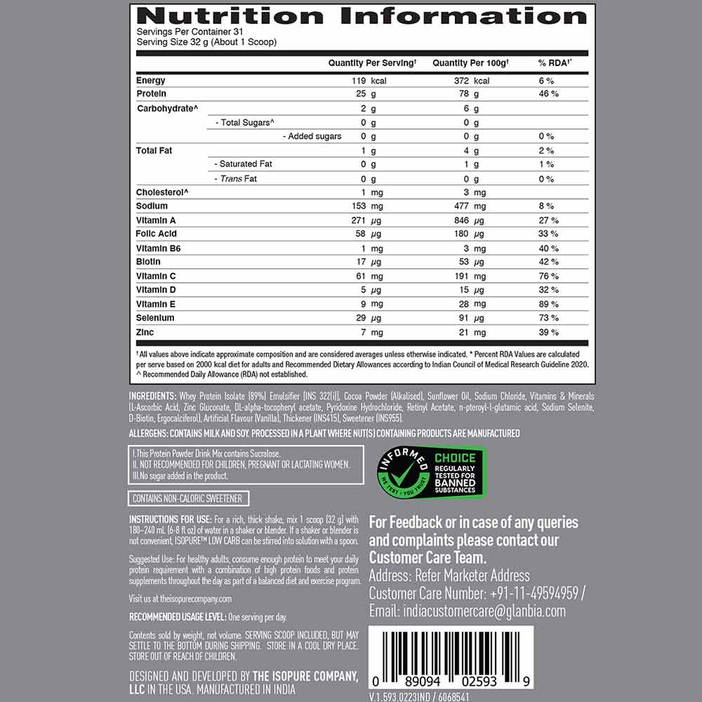 Isopure Whey Protein Isolate, 1 kg