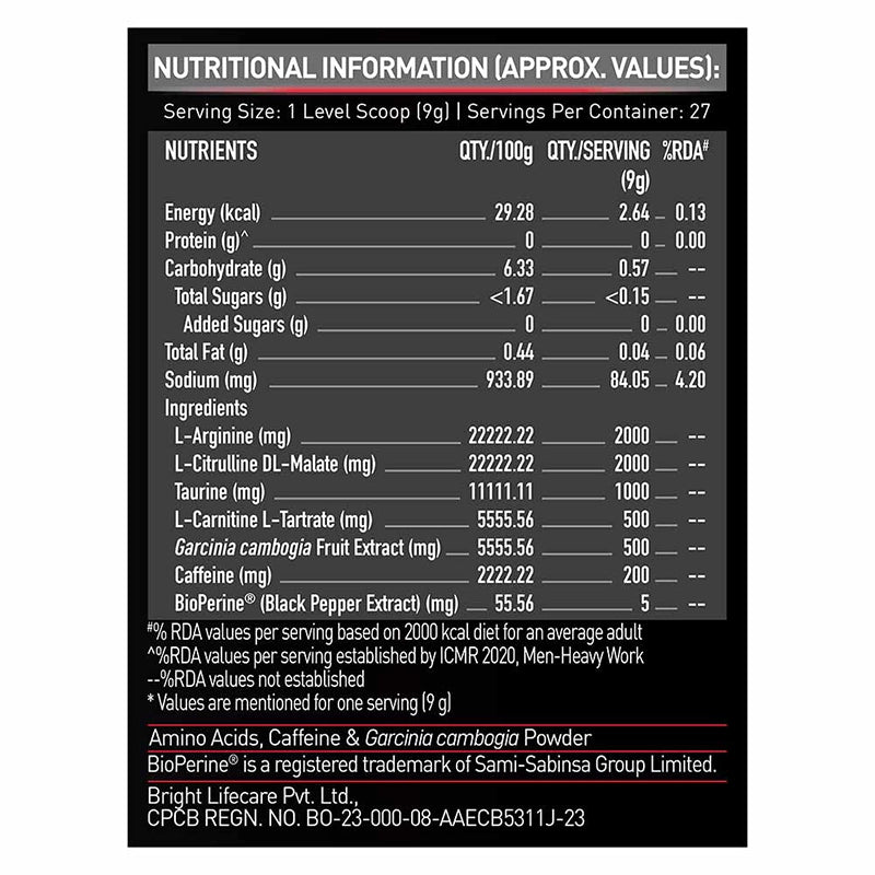 MuscleBlaze Pre Workout Ripped, 250g
