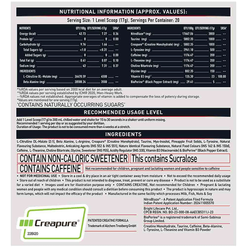 MuscleBlaze Pre Workout WrathX, 340g