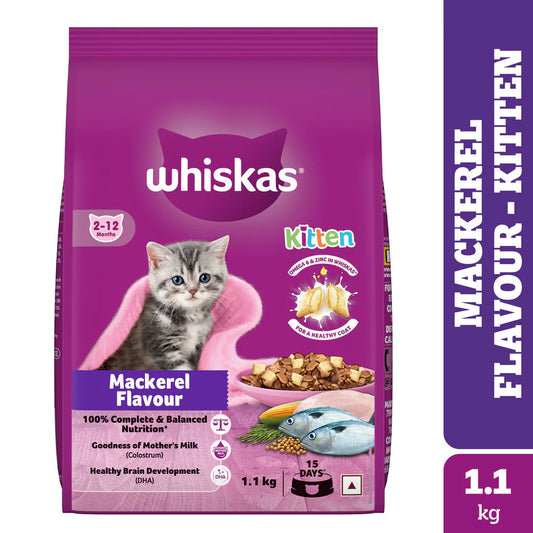 Whiskas Kitten Food - Mackerel Flavor, 1.1kg
