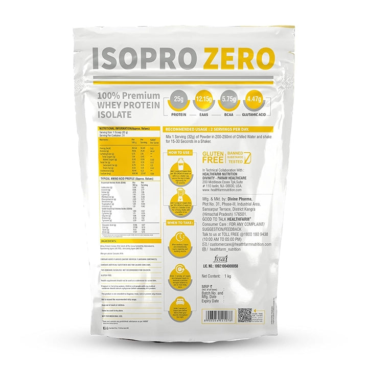 HealthFarm IsoPro Zero Whey, 1kg
