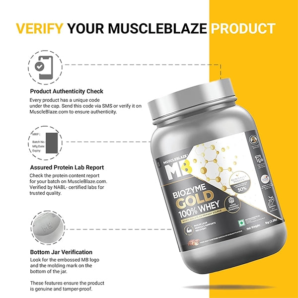 MuscleBlaze Biozyme GOLD 100% Whey, 1kg