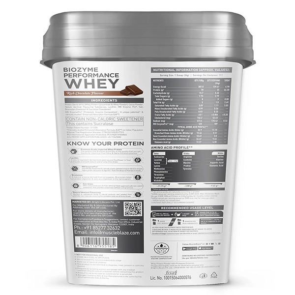 MuscleBlaze Biozyme Performance Whey, 4kg