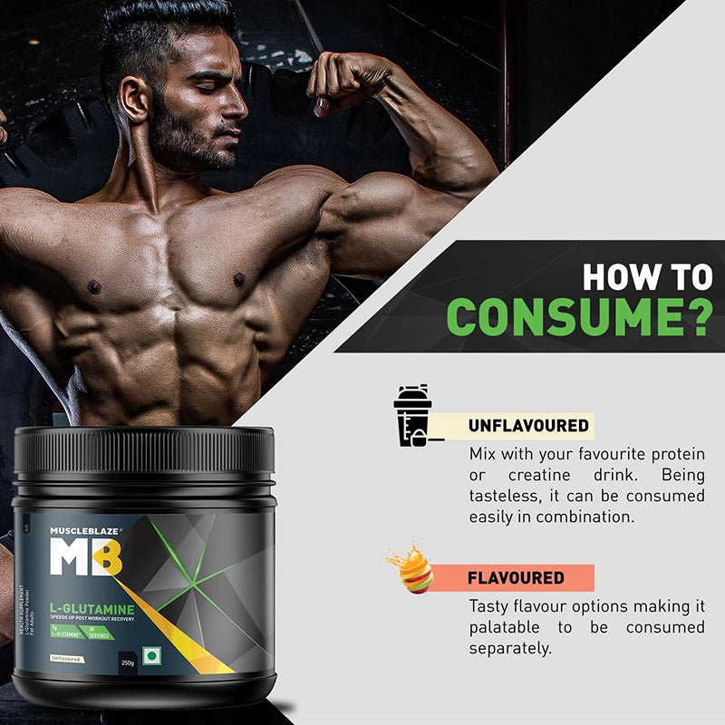 MuscleBlaze L-Glutamine, 250g - Flavored