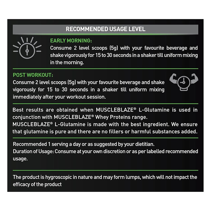MuscleBlaze L-Glutamine, 250g - Flavored