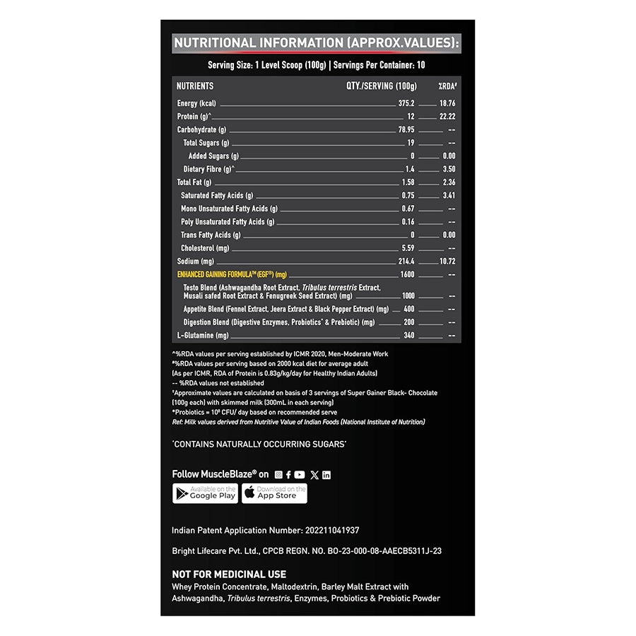 MuscleBlaze Super Gainer Black, 2kg