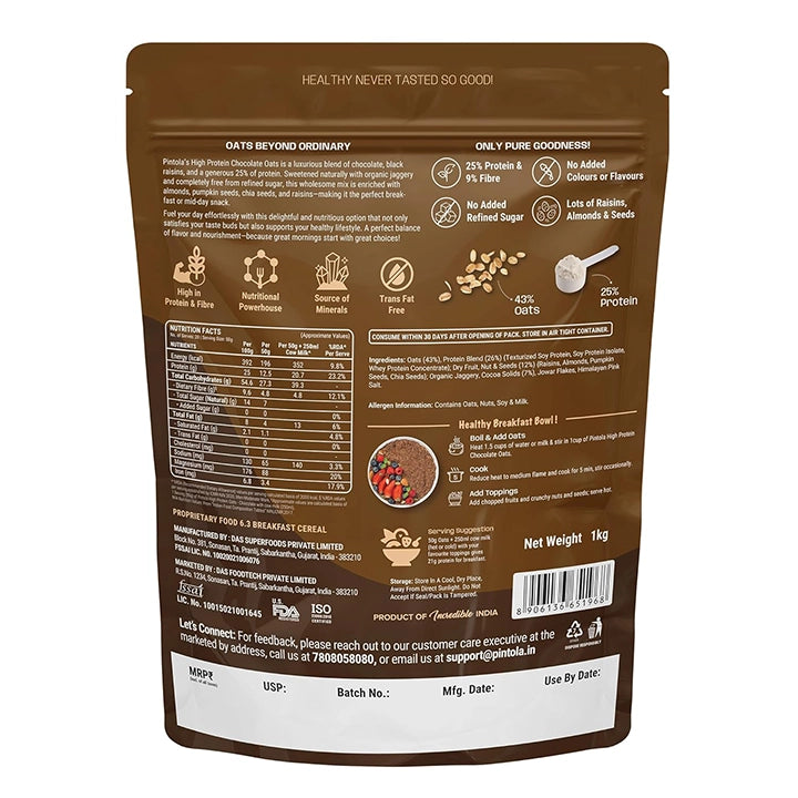 Pintola Protein Oats, 1kg - Choco