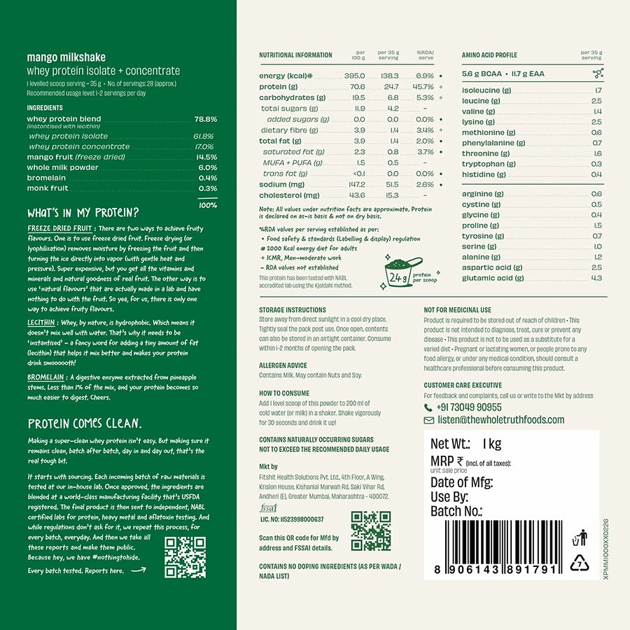 TheWholeTruth Whey Protein 24G, 1kg