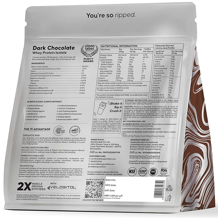 Wellbeing Nutrition Isolate Whey, 1kg