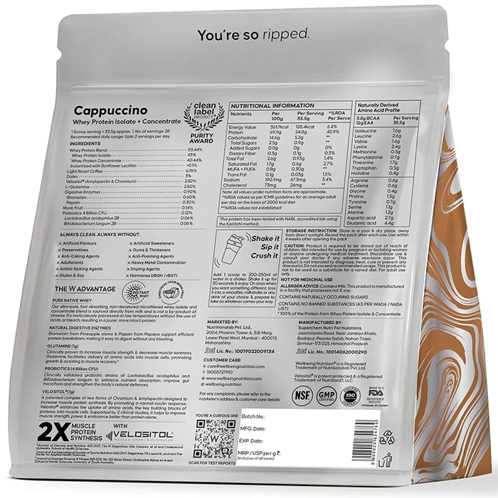 WellbeingNutrition Whey Protein Isolate + Concentrate, 1kg