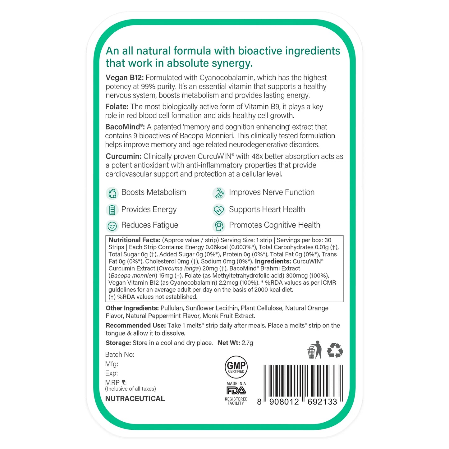 Vegan Vitamin B12 (Melts)