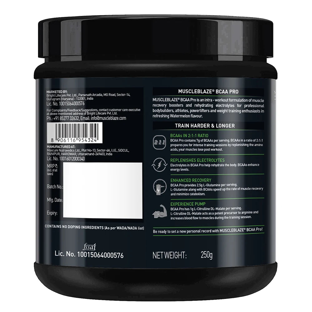 MuscleBlaze BCAA Pro, 240 g