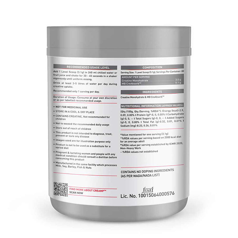 MuscleBlaze Creatine Monohydrate CreAMP, 250g