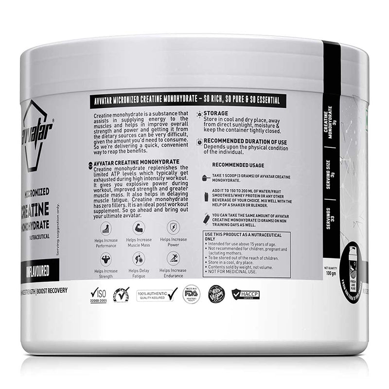 Avvatar Creatine Monohydrate, 100g