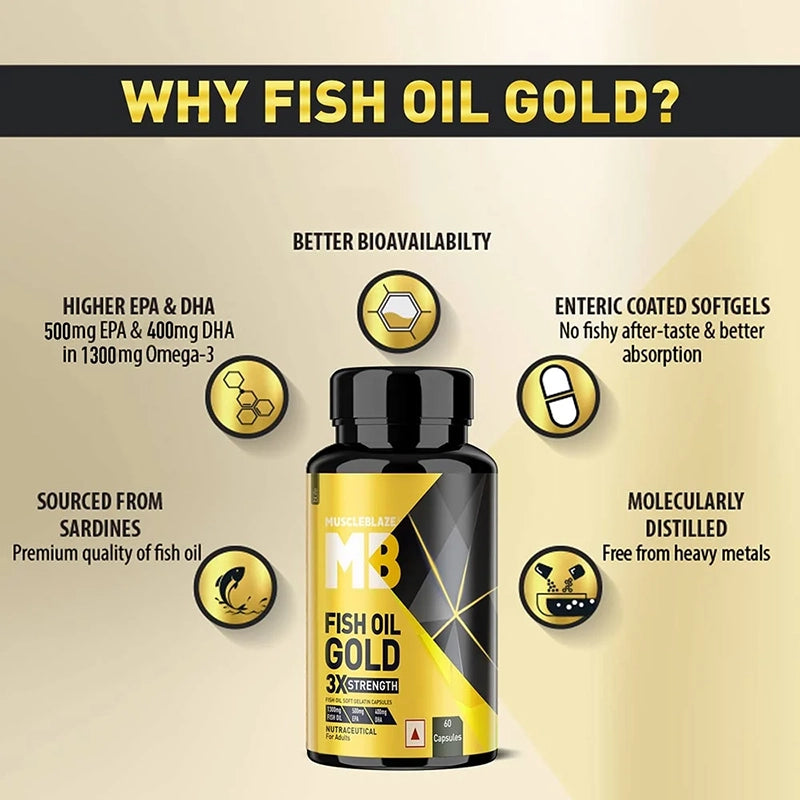 MuscleBlaze Omega 3 Fish Oil Gold