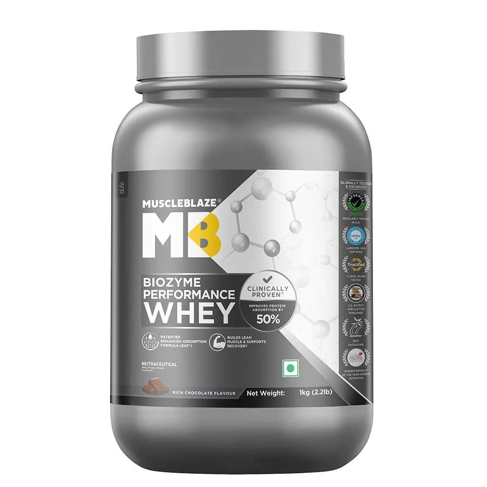 MuscleBlaze Biozyme Performance Whey, 1kg