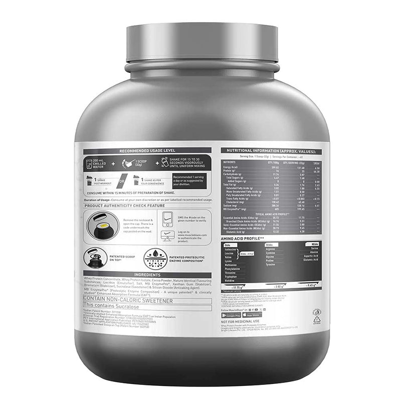 MuscleBlaze Biozyme Whey Protein, 2kg