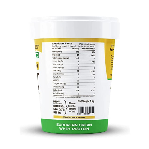 Pintola Peanut Butter, 1kg - Unsweetened